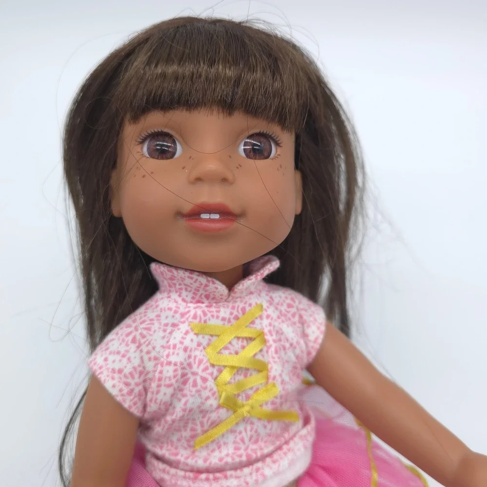 American Girl WellieWishers Doll Kids Ashlyn Brown Pink Very Good 14.5 Inch